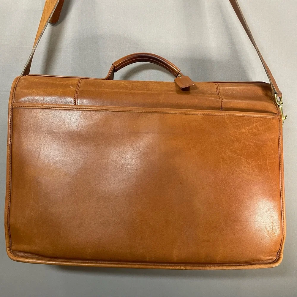 VINTAGE 90s Coach Turnlock Briefcase A8S-0546, British Tan, Brass Hardware